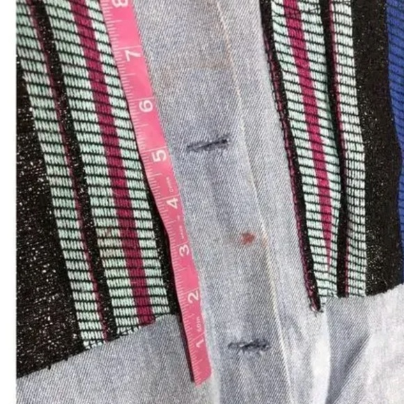 Benjamin Benmoyal Cassette Overshirt Striped Denim Oversized Shirt Jacket Top Bl - Picture 9 of 11